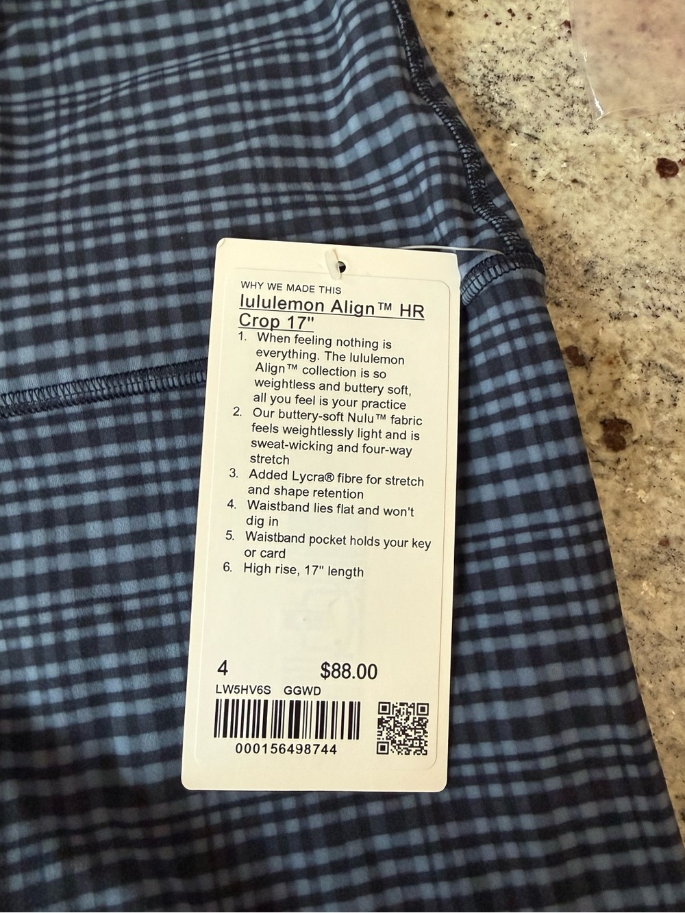 NWT Lululemon Align™ High-Rise Crop 17" Leggings Size 4 Gray Blue Plaid Nulu - Picture 3 of 5